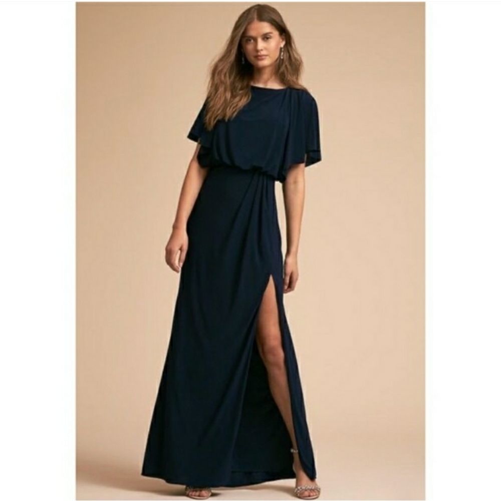NEW BHLDN Lena Navy Flutter Sleeve Maxi Dress Size 2